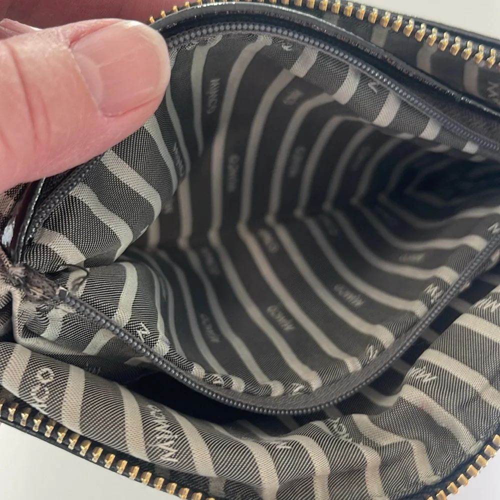 Mimco Australia Lovely Medium Pouch in Black Rosegold, Leather Outer, 8